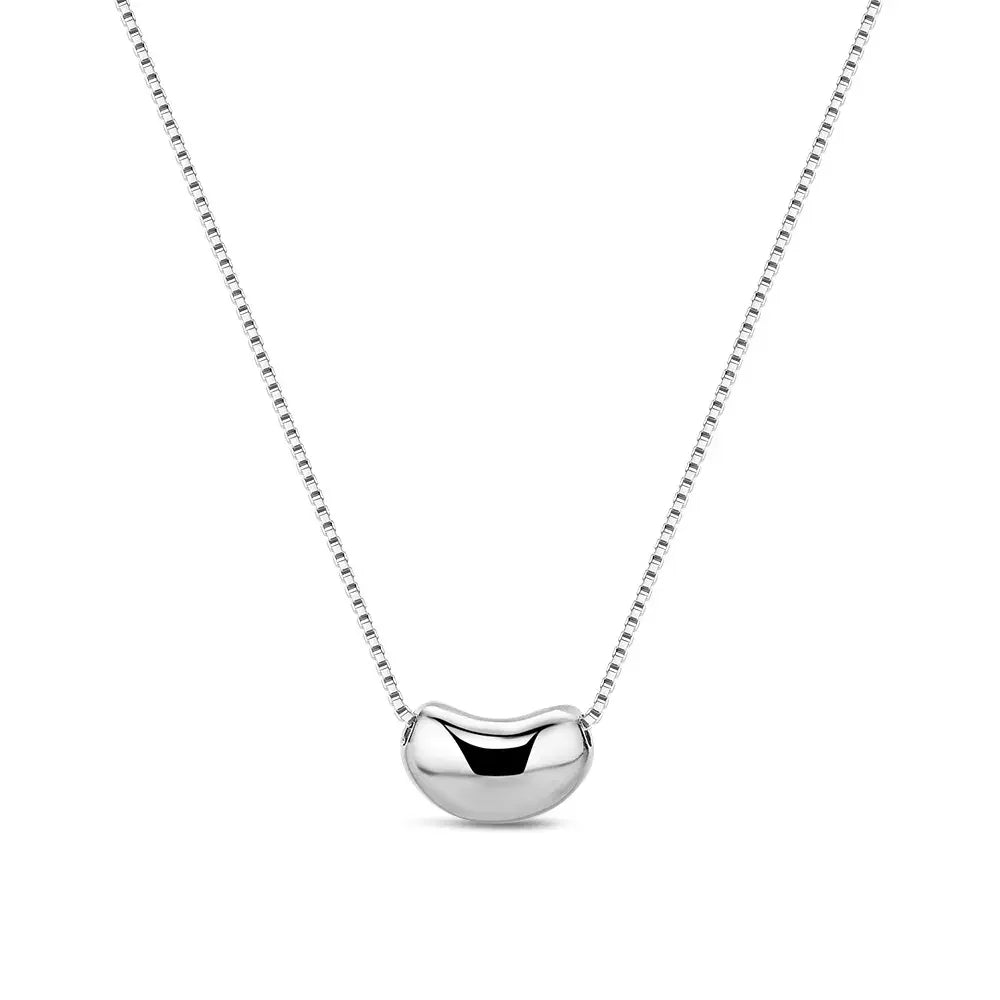 HKM-543891 S925 Sterling Silver Coffee Bean Pendant 18K Gold Plated Summer Simple Link Chain Necklace Jewelry for Women