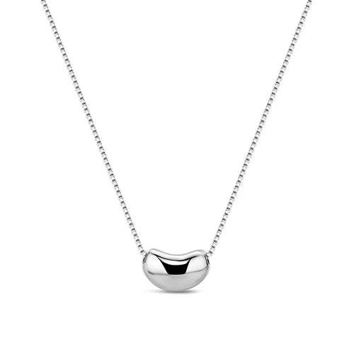 HKM-543891 S925 Sterling Silver Coffee Bean Pendant 18K Gold Plated Summer Simple Link Chain Necklace Jewelry for Women