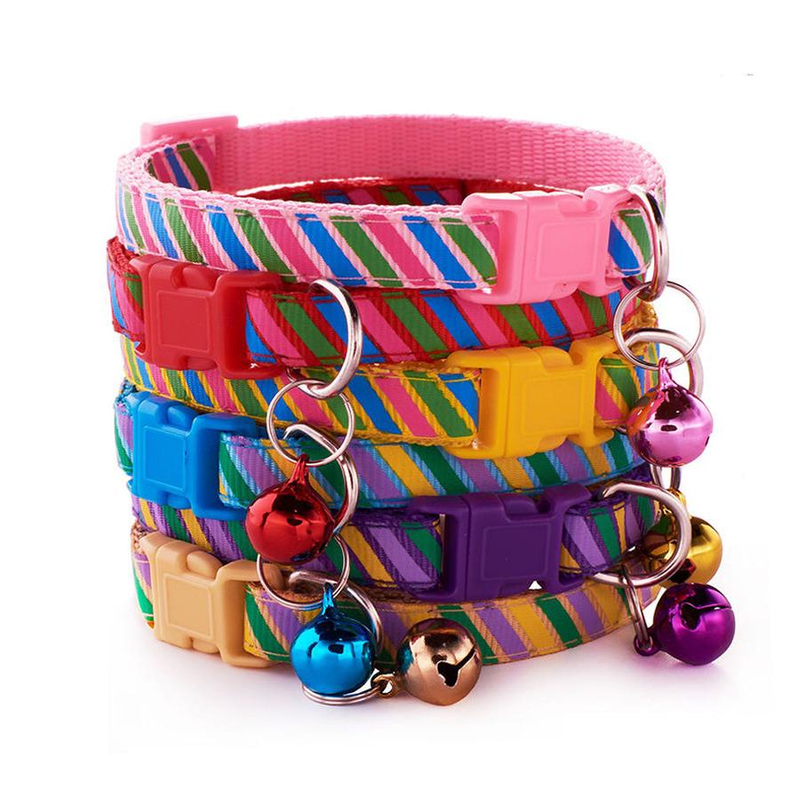HKM-543891 Twill Patterned Adjustable Pet Collar with Bell - 1.0cm Width, 19-32cm Size Range