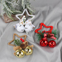 HKM-543955 Five-Pointed Star Bell Pendant in Red, Gold, and White - Decorative Hanging Accessory