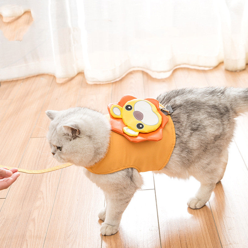 HKM-5440317 Cute Cat Vest Harness with Anti-Breakaway Walking Rope for Comfortable Outdoor Adventures