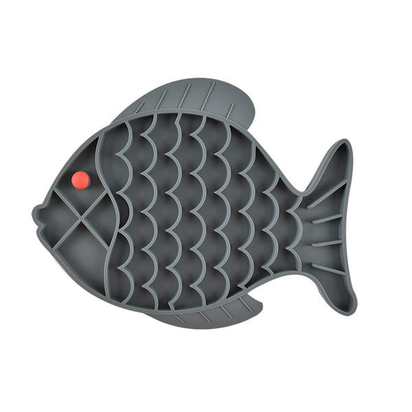 HKM-5440701 Silicone Fish-Shaped Slow Feeding Licking Mat for Dogs and Cats