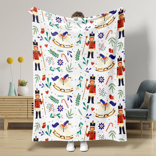 HKM-5441341 Nutcracker Pattern Blanket for All Seasons - Perfect for Beds and Sofas, Various Sizes Available