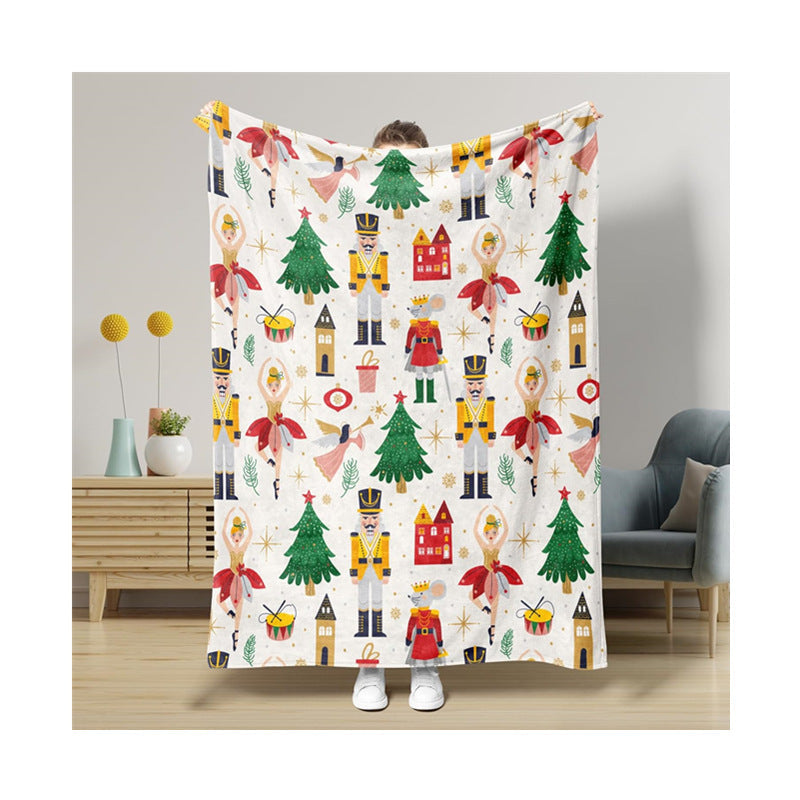 HKM-5441341 Nutcracker Pattern Blanket for All Seasons - Perfect for Beds and Sofas, Various Sizes Available