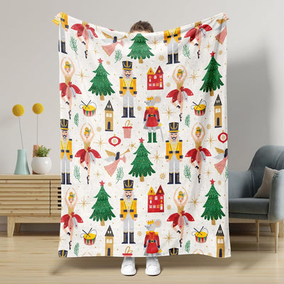 HKM-5441341 Nutcracker Pattern Blanket for All Seasons - Perfect for Beds and Sofas, Various Sizes Available