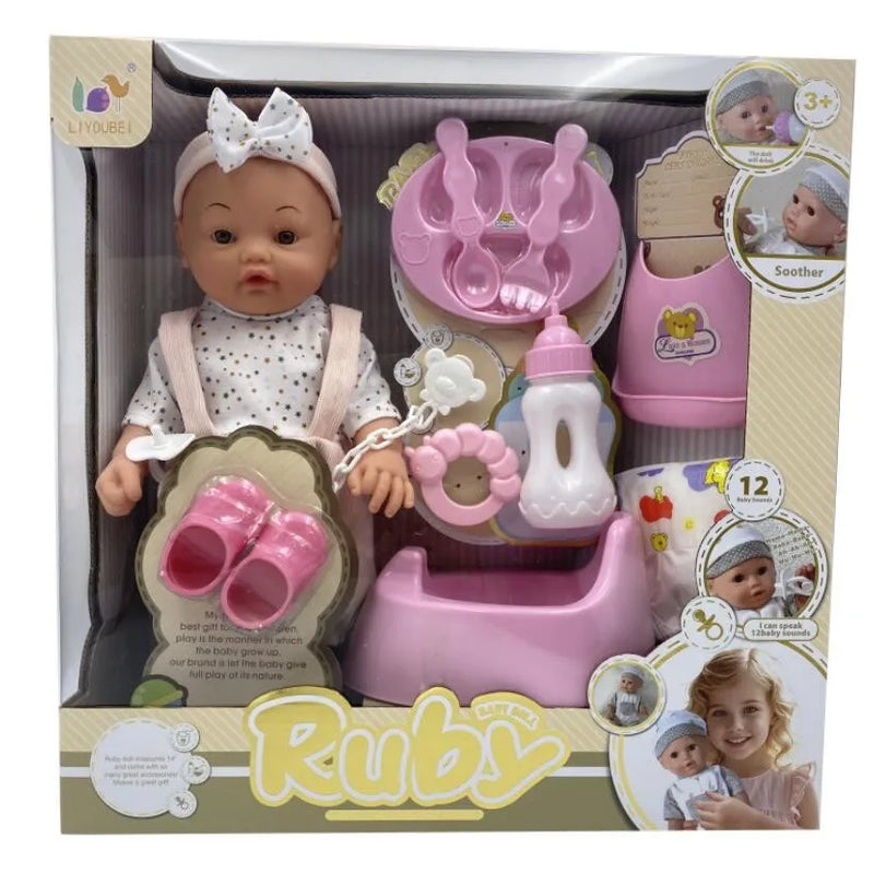 HKM-544147 12 Inch Reborn Doll with Eco-Friendly Accessories for Ages 2-7, Soft Silicone & Plastic, Mini Toy