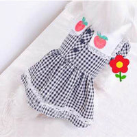 HKM-5442109 Strawberry Embroidery Cotton Pet Shirt with Button and Lapel Design