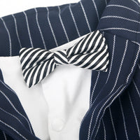 HKM-5442877 Striped Bow Tie Suit for Dogs - Stylish, Comfortable Pet Attire in Various Sizes