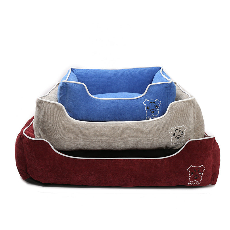 HKM-5443133 Corduroy Doghouse - Dismantlable & Washable, Compact Size 40x32x17 cm