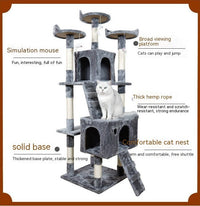 HKM-5443773 Large Dark Gray Cat Tree with Climbing Frame and Jumping Platform, Wooden Construction