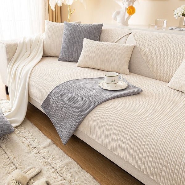 HKM-544403 Chenille Sofa Cushion - Modern Non-slip Cover in Solid Colors and Multiple Sizes