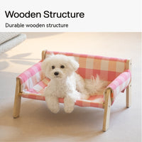 HKM-5444541 Disassembled Wooden Pet Bed and Dog House for Easy Cleaning - Available in White Peach Soda, Mint Lime, and Mocha Cream