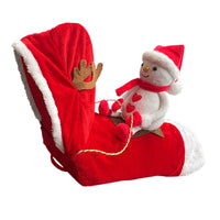 HKM-5444669 Santa Claus Riding Deer Dog Costume - Acrylic Fabric, Adjustable Size S-XL