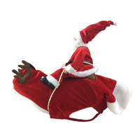 HKM-5444669 Santa Claus Riding Deer Dog Costume - Acrylic Fabric, Adjustable Size S-XL