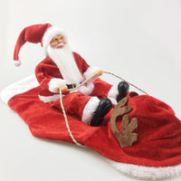 HKM-5444669 Santa Claus Riding Deer Dog Costume - Acrylic Fabric, Adjustable Size S-XL