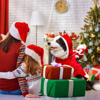 HKM-5444669 Santa Claus Riding Deer Dog Costume - Acrylic Fabric, Adjustable Size S-XL