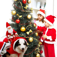 HKM-5444669 Santa Claus Riding Deer Dog Costume - Acrylic Fabric, Adjustable Size S-XL