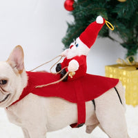 HKM-5444669 Santa Claus Riding Deer Dog Costume - Acrylic Fabric, Adjustable Size S-XL