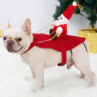 HKM-5444669 Santa Claus Riding Deer Dog Costume - Acrylic Fabric, Adjustable Size S-XL