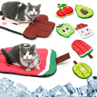 HKM-544531 Cooling Pet Mat for Dogs and Cats, Summer Ice Silk Cushion with Washable Oxford Fabric, Available in Fun Fruit Designs