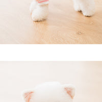 HKM-5445565 Cute Cartoon Dog Sweater with Three-Dimensional Rabbit Ears and Mesh Bow in Sakura Pink Pastel