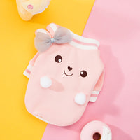 HKM-5445565 Cute Cartoon Dog Sweater with Three-Dimensional Rabbit Ears and Mesh Bow in Sakura Pink Pastel