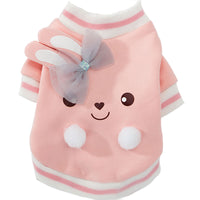 HKM-5445565 Cute Cartoon Dog Sweater with Three-Dimensional Rabbit Ears and Mesh Bow in Sakura Pink Pastel