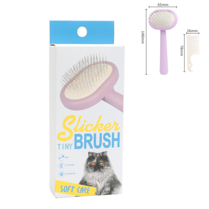 HKM-5446077 Small Pet Hair Brush Set with Metal Needle and Durable Combs in Yellow, Purple, and Green