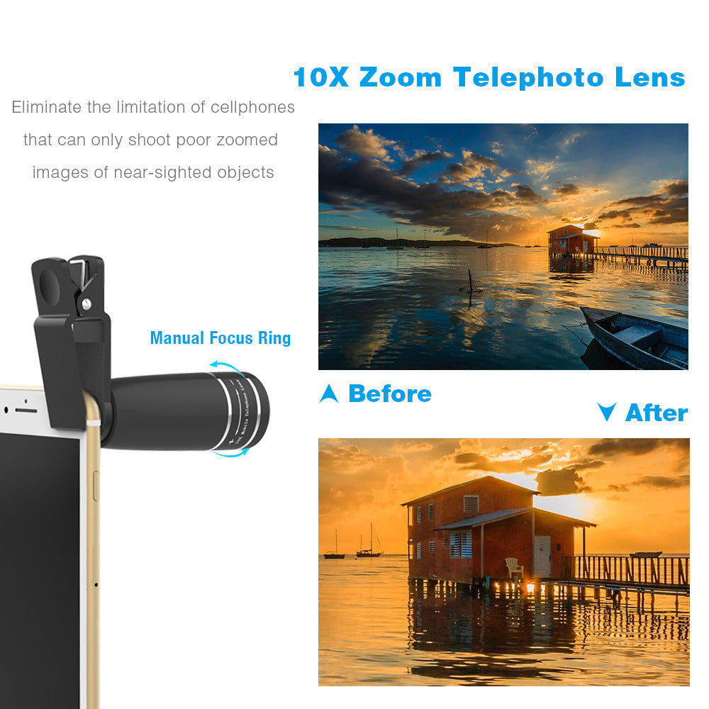HKM-544659 High-Definition Adjustable Fisheye and Telephoto Wide-Angle Lens Set for Mobile Phones