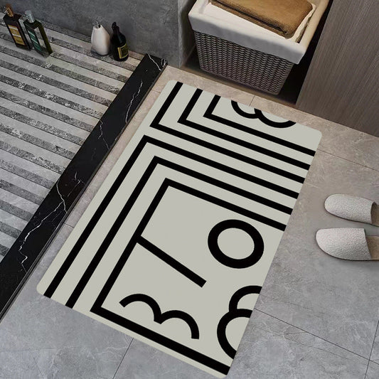 HKM-544723 Diatom Mud Absorbent Non-slip Bathroom Floor Mat - Modern Striped Design