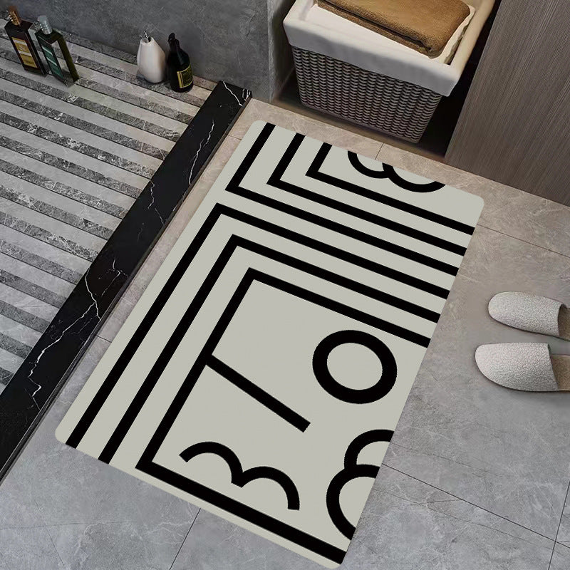 HKM-544723 Diatom Mud Absorbent Non-slip Bathroom Floor Mat - Modern Striped Design