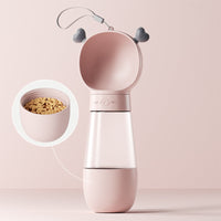 HKM-5447741 Portable Dog Water Bottle with Food Bowl, Leak-Proof, 550ml Capacity for Small Pets - Ideal for Travel and Outdoor Activities