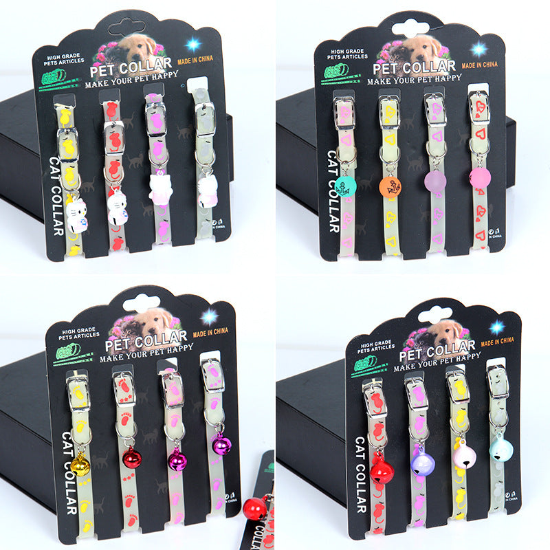 HKM-5448253 Luminous Silicone Rubber Dog Collar with Color Bells & Silent Glass Balls