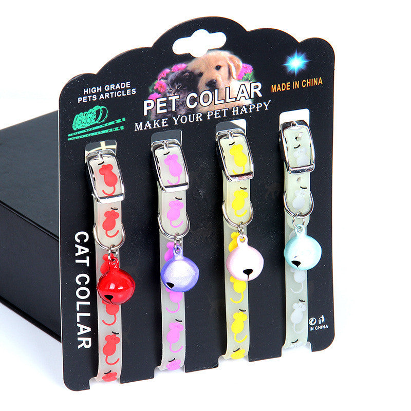 HKM-5448253 Luminous Silicone Rubber Dog Collar with Color Bells & Silent Glass Balls