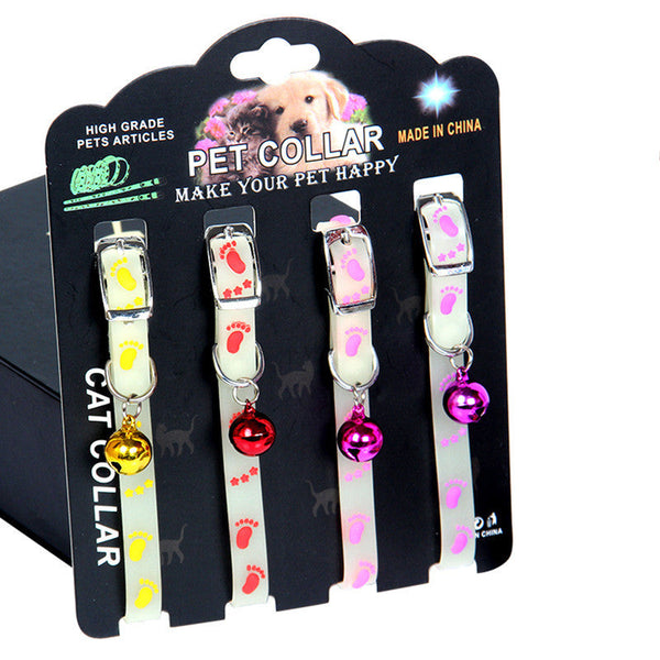 HKM-5448253 Luminous Silicone Rubber Dog Collar with Color Bells & Silent Glass Balls