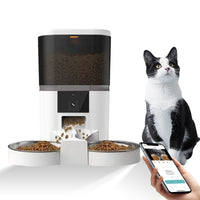HKM-5448893 Automatic Pet Feeder for Dogs and Cats - Dual 4L or 6L Options in White or Black
