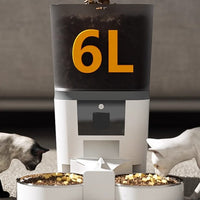 HKM-5448893 Automatic Pet Feeder for Dogs and Cats - Dual 4L or 6L Options in White or Black