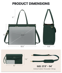HKM-545043 Waterproof Leather 15.6 Inch Laptop Tote Bag for Women - Stylish Business Briefcase with Shoulder Strap