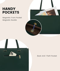 HKM-545043 Waterproof Leather 15.6 Inch Laptop Tote Bag for Women - Stylish Business Briefcase with Shoulder Strap