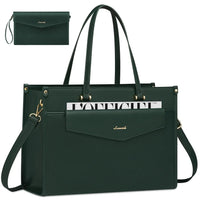 HKM-545043 Waterproof Leather 15.6 Inch Laptop Tote Bag for Women - Stylish Business Briefcase with Shoulder Strap