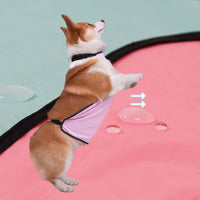 HKM-5450813 Waterproof Dog Apron with Cartoon Design - Available in Pink, Blue, and Mushroom Patterns