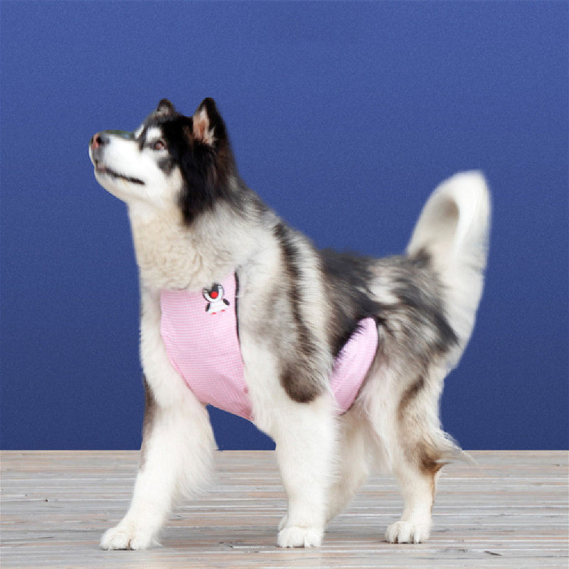 HKM-5450813 Waterproof Dog Apron with Cartoon Design - Available in Pink, Blue, and Mushroom Patterns