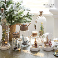 HKM-545107 Christmas Reindeer Night Light with Wood and Glass Design - Decorative Lighting for Home and Cafe