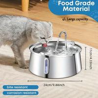HKM-545107 Stainless Steel Automatic Pet Water Fountain with Eco-Friendly Filter - Ultra Quiet 4L Capacity