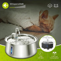 HKM-545107 Stainless Steel Automatic Pet Water Fountain with Eco-Friendly Filter - Ultra Quiet 4L Capacity
