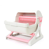 HKM-5451709 Semi-Enclosed Cat Litter Box with Tipping Bucket - Available in Beige, Green, and Pink
