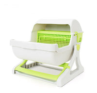 HKM-5451709 Semi-Enclosed Cat Litter Box with Tipping Bucket - Available in Beige, Green, and Pink