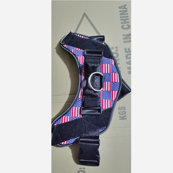 HKM-5452093 Adjustable Nylon Dog Harness with Reflective Strip and Stainless Steel Ring