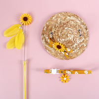 HKM-5452221 Daisy Sunflower Cat Accessory Set with Collar and Hat - Multiple Colors Available