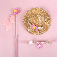 HKM-5452221 Daisy Sunflower Cat Accessory Set with Collar and Hat - Multiple Colors Available